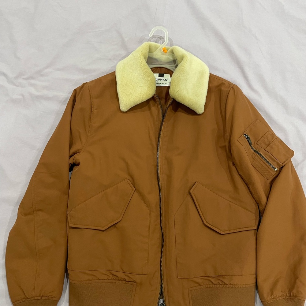Topman Bomber Jacket with Cream Collar